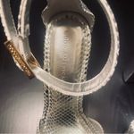 Good American Snakeprint Platform Sandals - Women 9 - Silver Photo 3