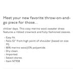 Madewell $168 Merino Wool Sweater Midi Dress Black NT938 Size S Photo 6