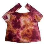 Lush Clothing Lush Maroon Orange‎ Tie-Dye Cropped Long Sleeve TShirt Size Medium Creative Boho Photo 1