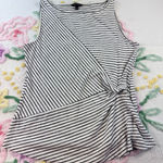 Banana Republic Black White Stripe Asymmetrical Twist Tank Top Womens Large Photo 0