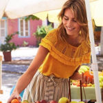 Sézane Lucette 100% Linen Blouse Saffron Yellow Lace Ruffle Top Size Small Shirt Photo 0