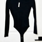 Madewell Ribbed Crewneck Full-Coverage Bodysuit Black Long Sleeve Ribbed XXS Photo 0