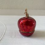 None Vintage Red Apple enameled With Rhinestones Trinket Jewelry Box Ring Box Photo 5