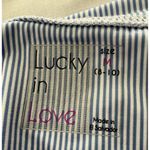 Lucky In Love Shirt Womens M Blue White Stripe Rainbow Tennis Golf Pickleball Size M Photo 5