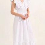 Molly Bracken  Woven V-Neck White Maxi Dress NWOT Photo 0