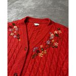 Sundance  Cable Knit Cardigan Sweater Wool Floral Embroidered Cottagecore XXL Photo 1