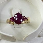Vintage 10K Gold Oval Ruby Ring with Faceted Round Ruby Accents Cocktail Sz 9 Photo 1