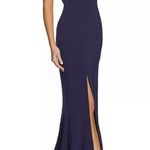 Dress the Population NWT Sandra Plunging V Neck Gown Dress New Formal Navy Blue Photo 1