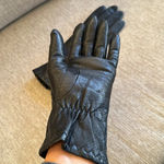 None Vintage black leather gloves size large Photo 4