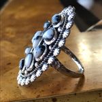 Genuine White Buffalo Sterling Silver Statement Ring 9 Photo 7
