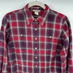 Duluth Trading Co Womens Plaid Flannel Shirt Long Sleeve Button Small Red Photo 1