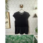 Madewell  Black Sheer Overlay Peplum Top with Cap Sleeves - Size - Small Photo 2