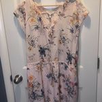 Rebecca Taylor pink blush floral silk v neck tie waist meadow dress Photo 7
