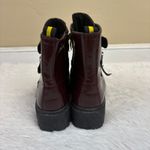 Yoki  Vegan Leather Platform Buckle Boots Dark Red Size 10 Photo 4