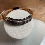 Versona NWT 5 Layered Leather Cable String Bracelet Bronze & Silver Metal Magnetic Clasp Photo 0