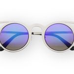 new Laser Cut Round Metal Mirror Lens Sunglasses ☀︎︎Silver / Blue Mirror Lens Photo 0