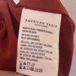 American Eagle Paper Bag Linen Blend Skirt Size XS Rust Red Pull On Button Photo 8