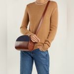 A.P.C. Designer Demure Denim Logo Half Moon Leather Crossbody Bag Blue Photo 2