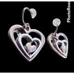 Handmade Heart Earrings Valentine' s Open Cut Triple Designs Dangle Hoo… Photo 1