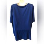 Catherines  V Neck Royal Blue SS Tee Shirt Top Sz. 1X/18/20W Embellished Floral Photo 4