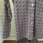 Vintage 70s Cricket Lane Brown Blue Dagger Collar Polyester Button Front Shirt Tan Photo 3