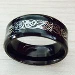 Zales Unisex Stainless Steel
8MM Carbon Fiber Celtic Dragon Wedding Ring Band Size 6 Photo 3