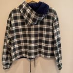 Reversible Oversized Green Navy Blue Plaid Tartan Hooded Bomber Jacket Size M Size M Photo 5