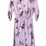 Bobeau Lavender Floral Ruched Midi Dress S Photo 3