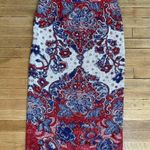 Peruvian Connection  Red, Blue & Ivory Hand Knit Pima Cotton Skirt Size Medium Photo 6