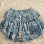 Love Shack Fancy  Sz XS Blue Cotton Tiered Ruffle Mini Skirt Lace Elastic Waist Photo 2