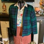 kim rogers Vintage Plaid Navy Green Black 90’s Dark Academia Pockets Gold Buttons Cardigan Photo 0
