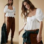 Free People Leave It To Me Top Ivory White Small Crop Babydoll Ethereal Prairie Photo 1