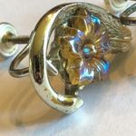 Coro Vintage Light Gold Tone Iridescent Yellow Resin Flower Clip On Earrings Photo 5