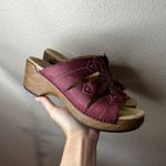 Dansko  Serena Floral Slip On Wedge Sandals in sangria waxy leather 39 Photo 1