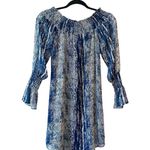 Veronica M Navy Blue & Cream Snakeskin Print Smock Mini Dress Photo 6