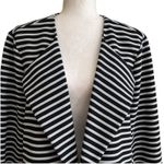 Roz & Ali  Blazer Womans Black White Stripe Open Front 3/4 Sleeve Jacket Size 1X Photo 2