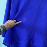 Flax  Crewneck 3/4 Sleeve Linen Boxy Blouse Top Viola Purple/Blue Sz Medium Photo 6