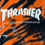 Thrasher Trasher Skateboard Magazine tye die t-shirt orange/black size Small Photo 1