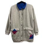 90s Vintage grannycore reversible sweatshirt jacket, gray and blue, Size XL Photo 0