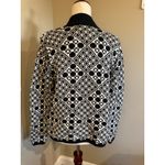 Talbots  Black White Geometric Fair Isle Zip Up Cardigan Sweater Women M Cotton Photo 1