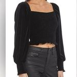 Gianni Bini  Velvet Square Neck Smocked Balloon Sleeve Blouse  Black Sz m… Photo 0