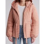 BCBGeneration Diagonal Seam Puffer Hooded Jacket Coral Pink Size Medium (8), NWT Photo 4