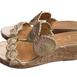 Jack Rogers  Lauren Mid Wedge Cork slide Sandals gold leather size 10 Photo 1