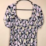 American Eagle  Women’s Boho Floral Print Smocked Puff Sleeve Pleated Mini Dress Photo 5