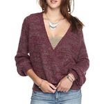 Free People faux karina wrap burgundy sweater XS Photo 0