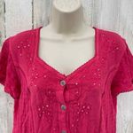 Vintage Coline Button Front Dress Medium Pink Embroidered Sequin Beaded Coquette Photo 1