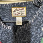 Vtg Heritage Collectibles Christmas Sweater Blue Cardigan Santa 3D beaded zip S Photo 1