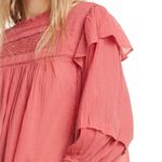 Free People  Laura Western Top Red Berry Size XS Boho Embroidered FLAW Repaired Photo 2