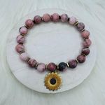 Pink Beaded Bracelet w/ Sunflower Charm Photo 4