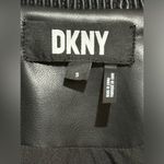 DKNY  Faux Leather 3/4 Sleeve Bomber Jacket size S 18” p2p Black $150 Retail NWOT Photo 2
